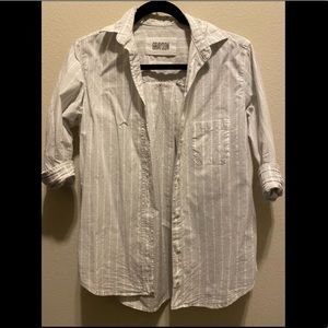Grayson Button Down Shirt Grey White Stripe